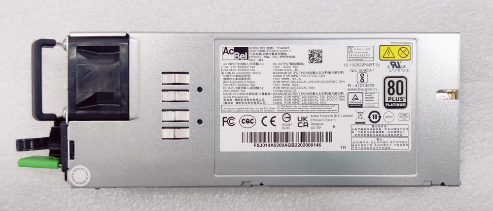 New AcBel R1CA2202B 2000W power supply module for server, 1pc
