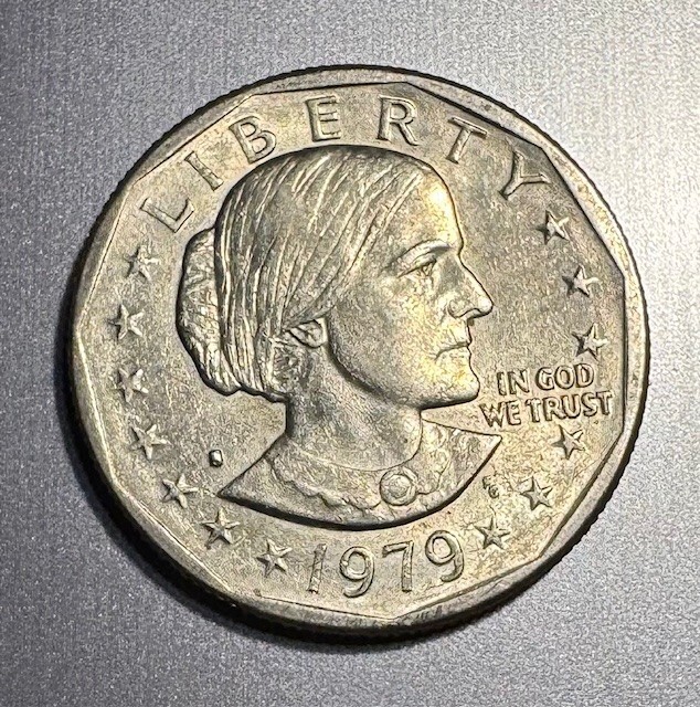 1979 D Susan B Anthony Dollar RARE Error Filled D Dot FG Error