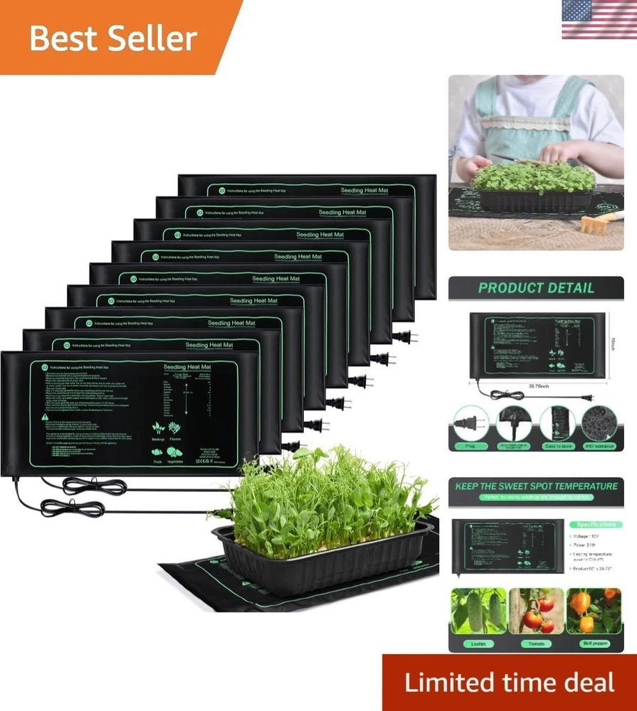 Durable 10x20.75 Waterproof Hydroponic Heating Mat - 6-Pack for Seed Starting