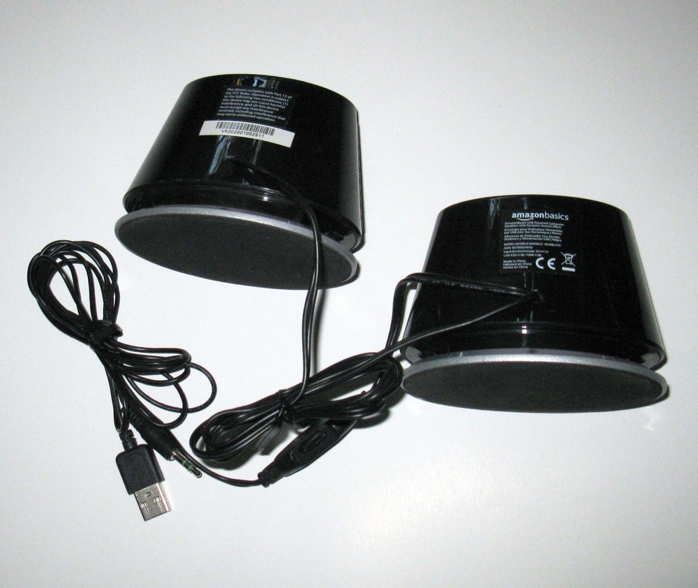 AmazonBasics USB Powered Computer Speakers with Dynamic Sound V620Black TESTED
