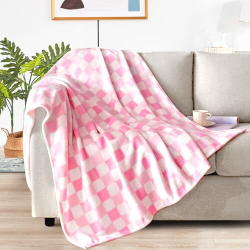 Fleece Throw Blankets, Gradient Pink Buffalo 50“ x60” Gradient Pink Plaid