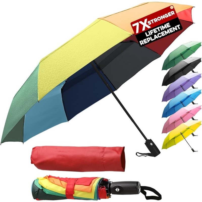 Compact Travel Umbrella Windproof Automatic Open Close Waterproof Durable Design