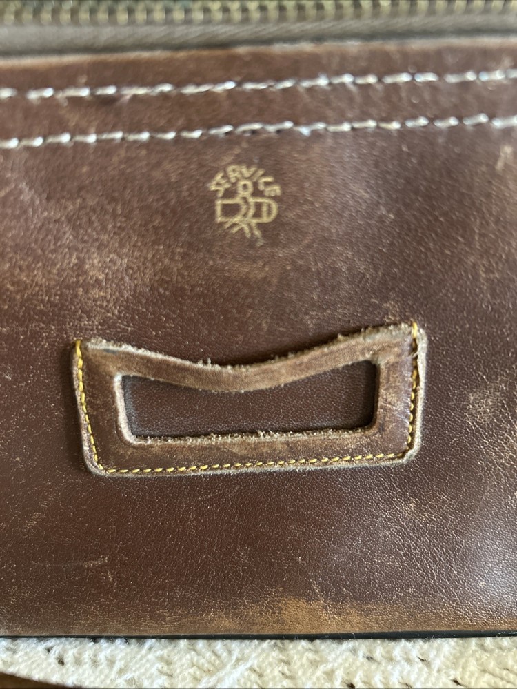 Vintage Service Brown Stitched Leather Camera Case & Strap