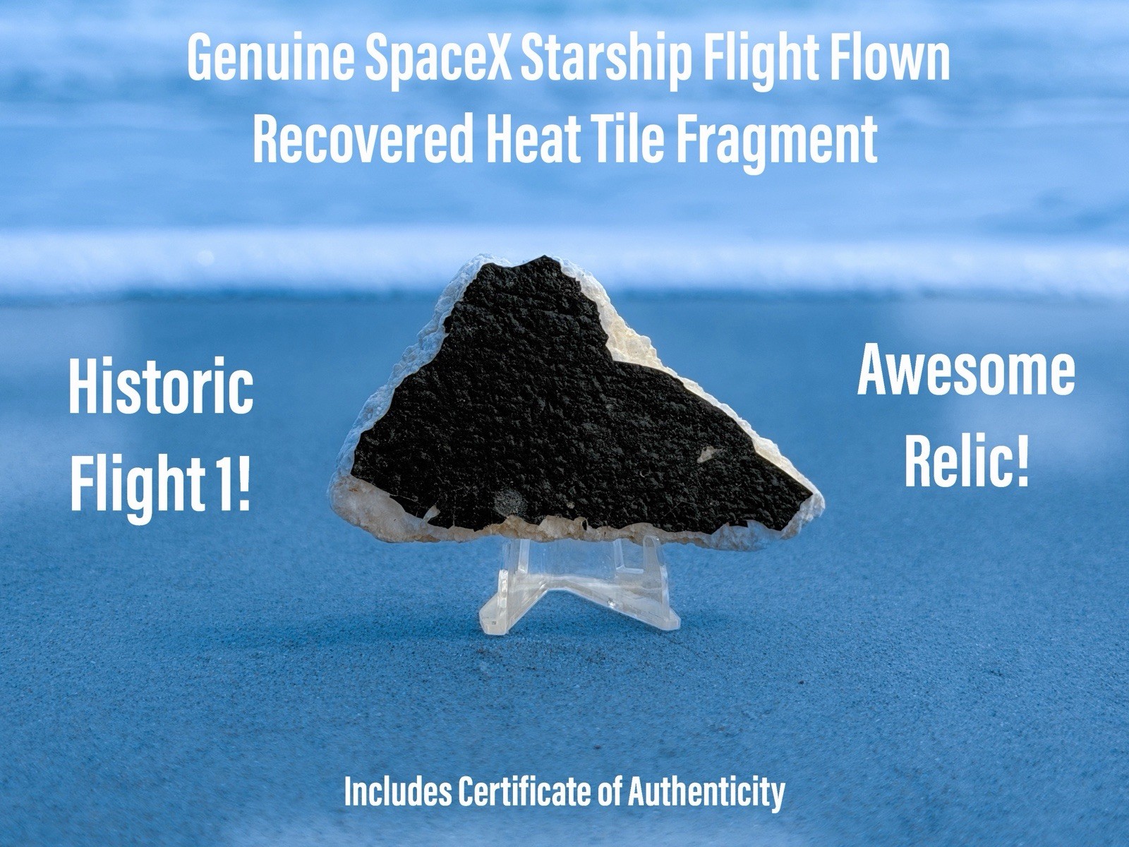 SpaceX Starship Tile Fragment Section Historic Flight 1 Flown Relic! - Sm