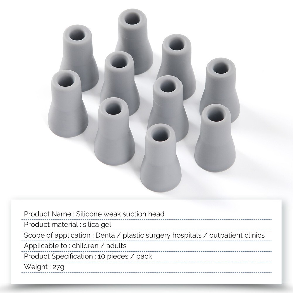 10Pcs AZDENT Dental Saliva Ejector Weak Suction Rubber Snap Tip Replacement