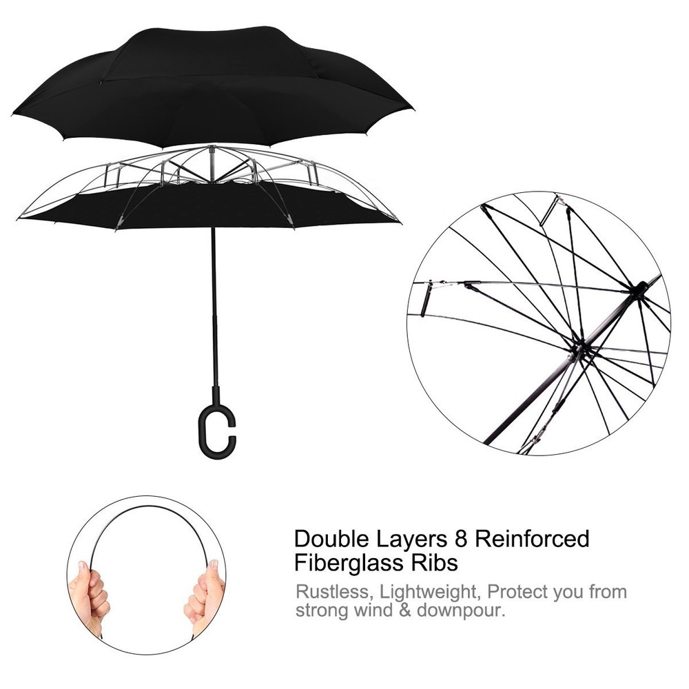 Double Layer Inverted Umbrella Cars Reverse Open Folding G4