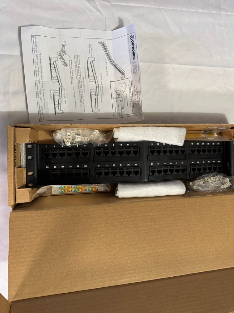 ORTRONICS OR-SPA6U48 Category 6 TechChoice 48 Port Angled Patch Panel Black 1RU