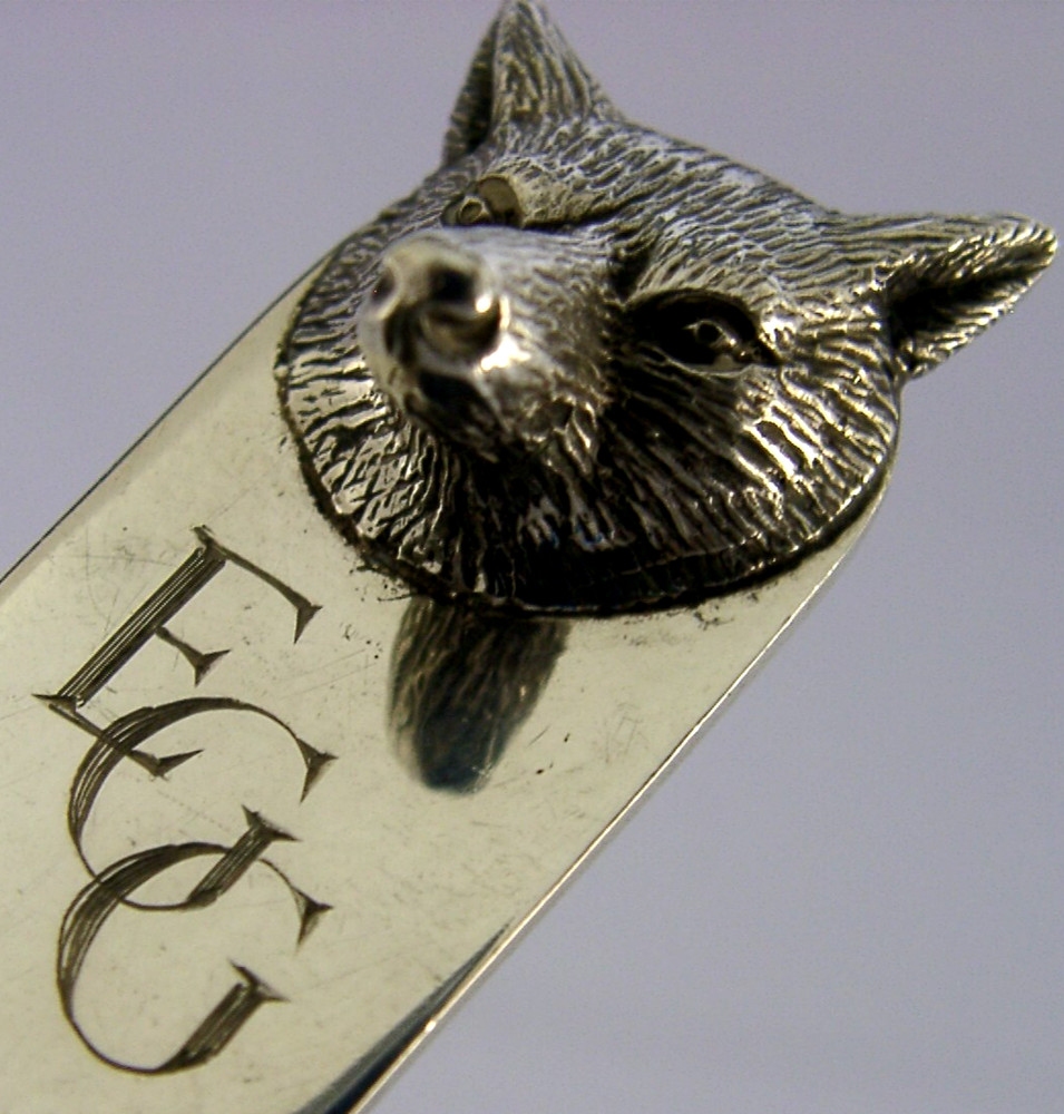 FOX ENGLISH SOLID STERLING SILVER LETTER ENVELOPE OPENER 1976 HUNTING eng EGG