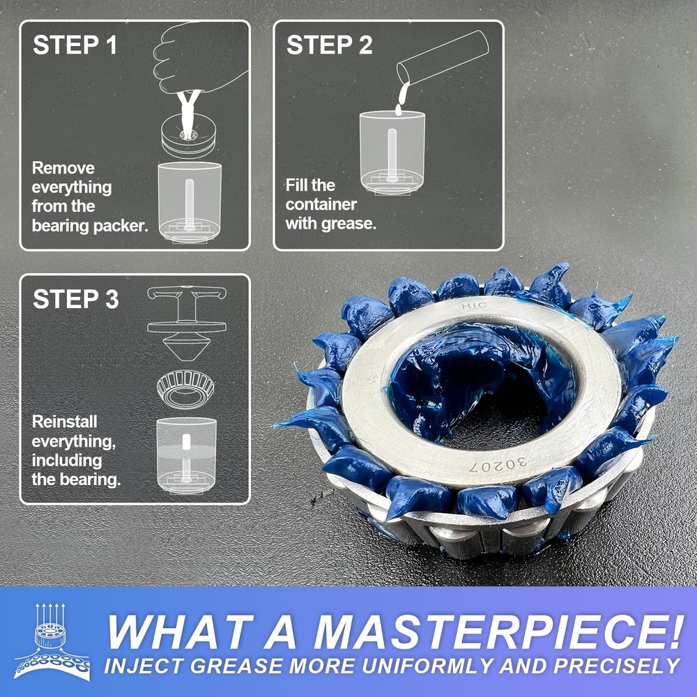 Rotation Handle Bearing Packer Tool - Inject Grease Safely, Easily,...