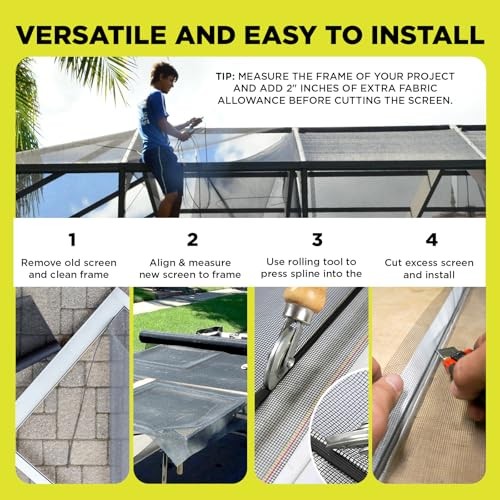 DOCA Window Screen Mesh - Window Screen Replacement, 36 in x 100 ft Charcoal