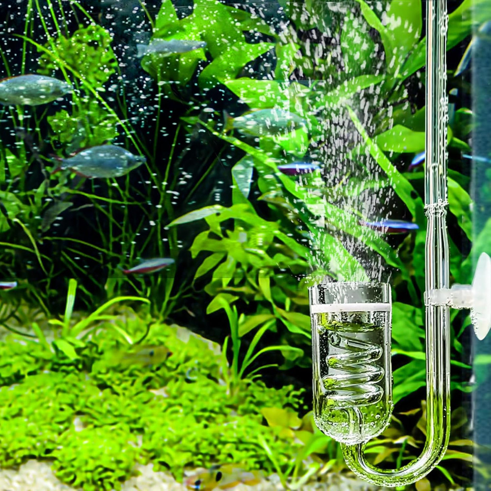 CO2 Diffuser Aquarium Glass Spiral CO2 Atomizer Diffuser Bubble Counter Check wi