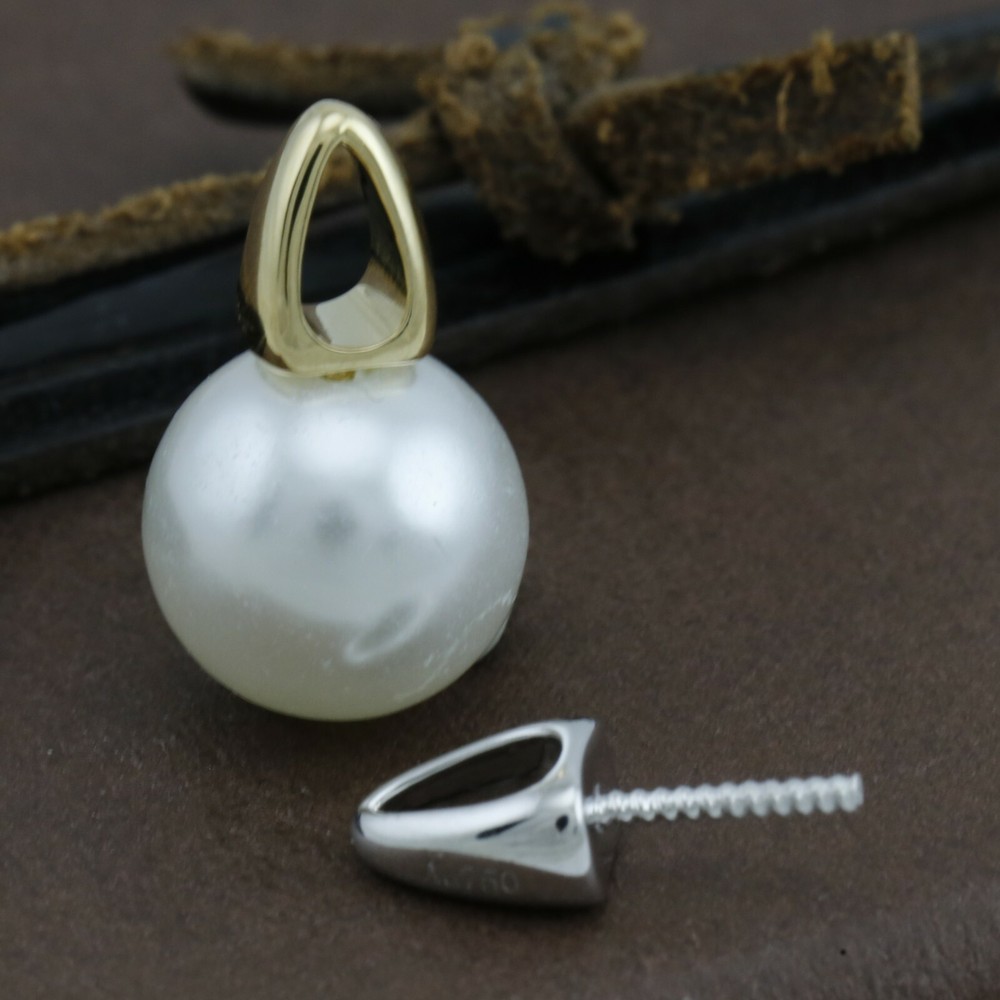 Genuine 18CT Solid Gold Pearl Bail - White/Yellow/Rose