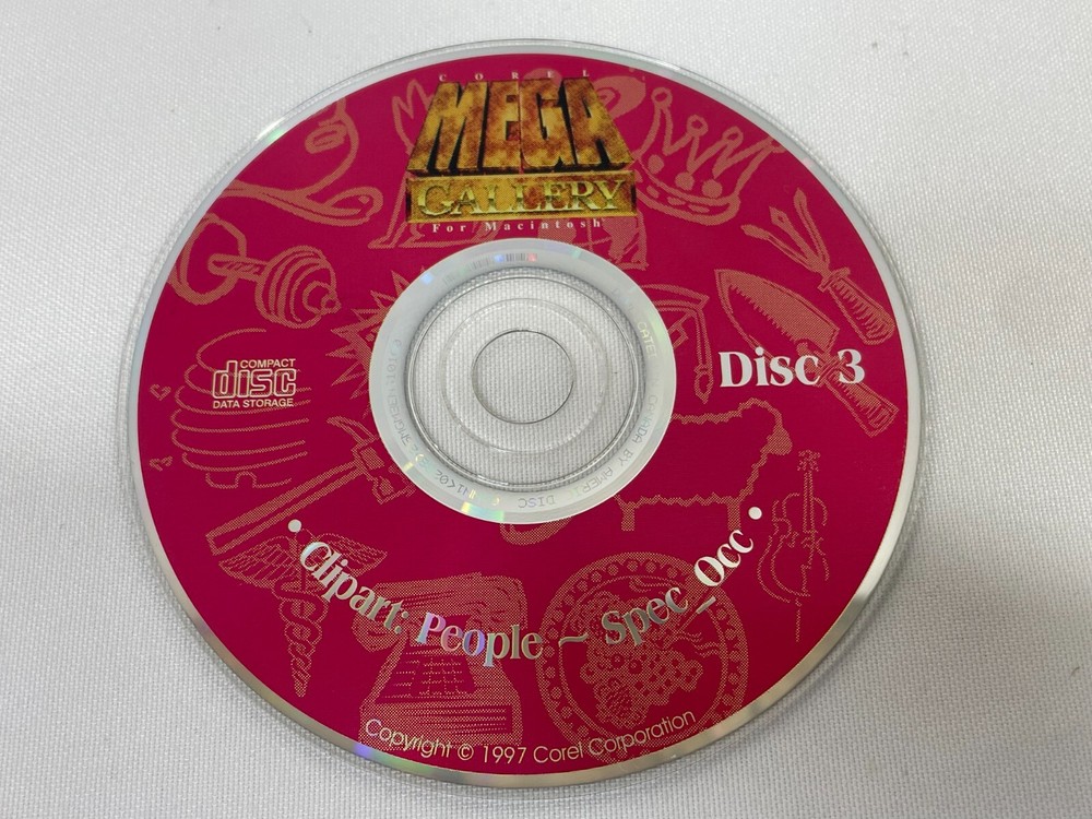 Vintage 1997 Corel MEGA Gallery 1-5 CD-ROM Discs Macintosh Apple Mac Software