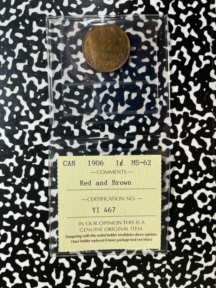 1906 Canada Large Cent ICCS MS62RB Lot#OV1590 Nice UNC!