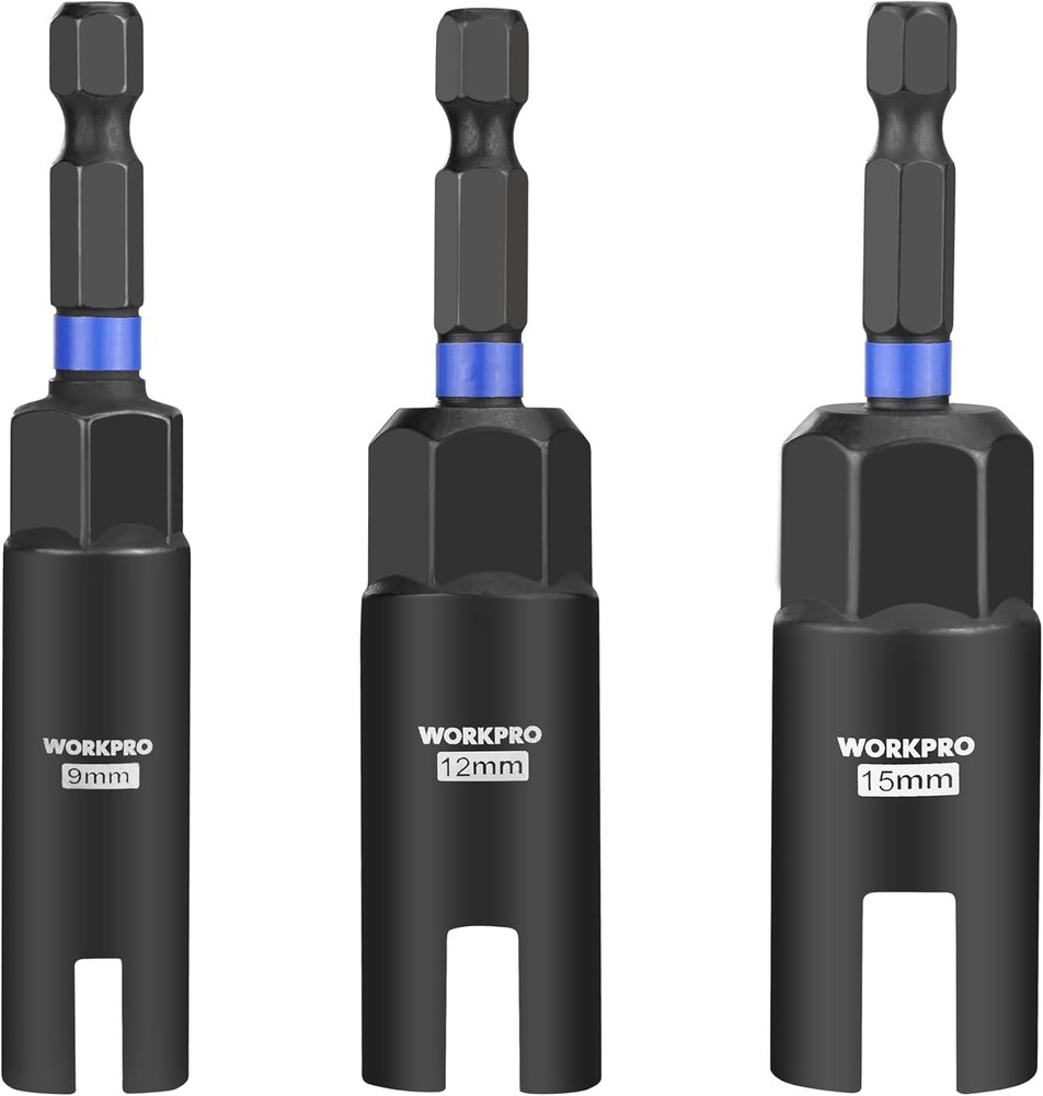 WORKPRO 3PC Power Wing Nut Driver Bit 9-15mm Nut Driver Bit Socket 1/4 Hex Shank