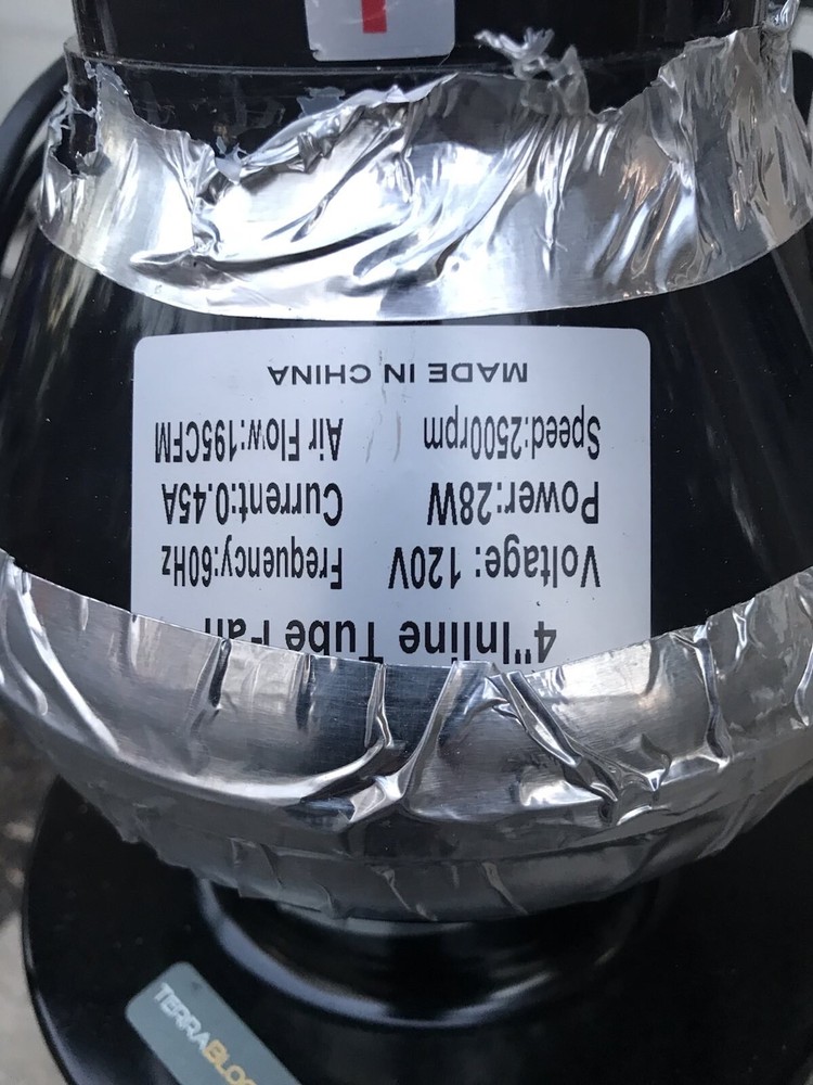 Carbon filter with 4” 195cfm in-line fan