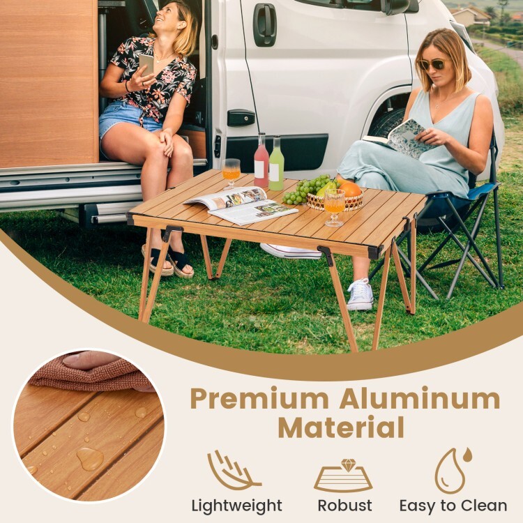 Folding Portable Camping Table Picnic Table w/Storage Bag & Waterproof Desktop