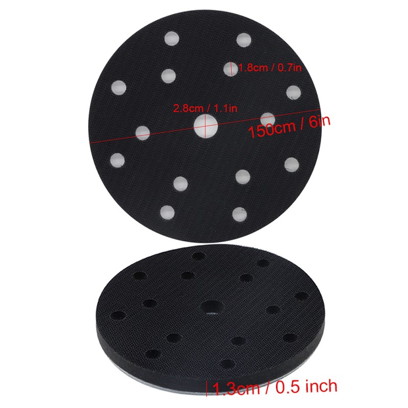 2Pcs 6" Hook Loop Soft Foam Interface Sanding Disc Sander Backing Pad 15-Holes