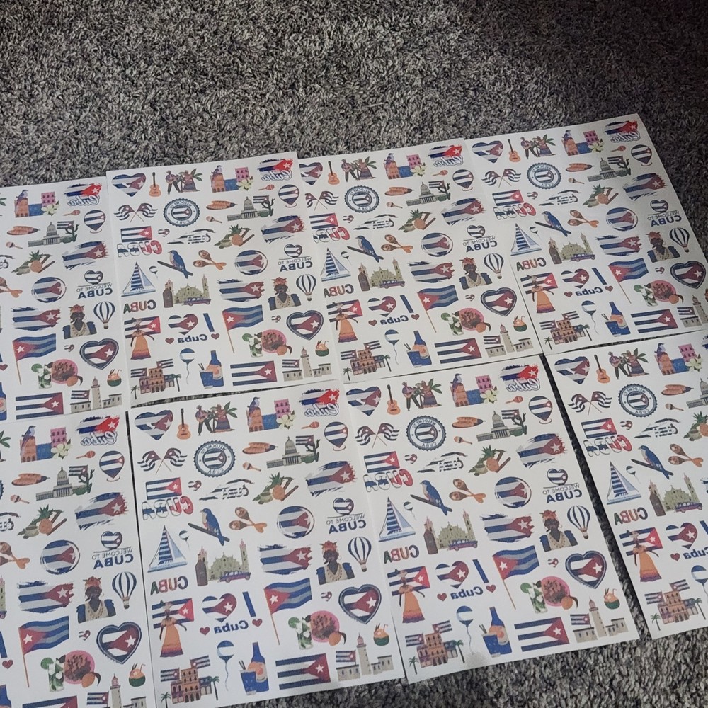 8 Sheets Temporary Tattoos Cuban Theme