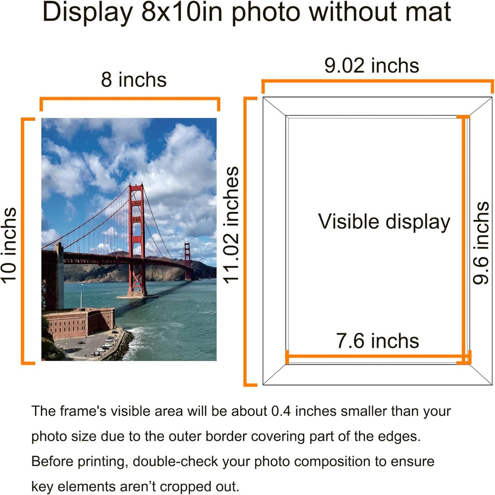 8X10 Picture Frame Black for Wall Mounting or Tabletop Display, 2 Pack