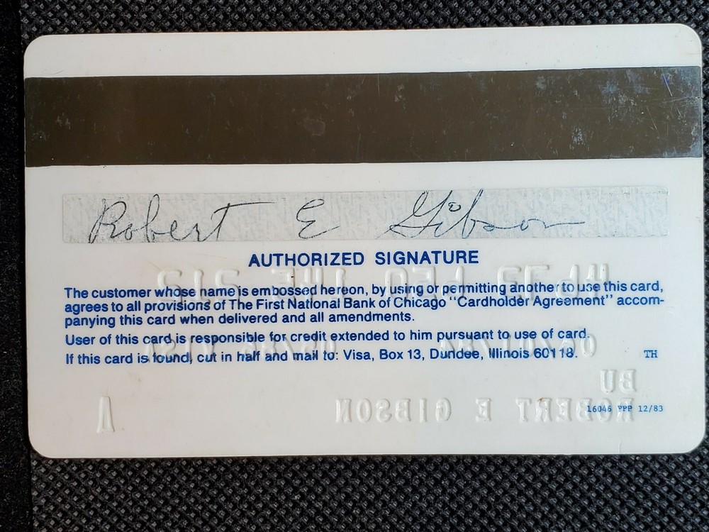 First Card Visa exp 1986 cc1415