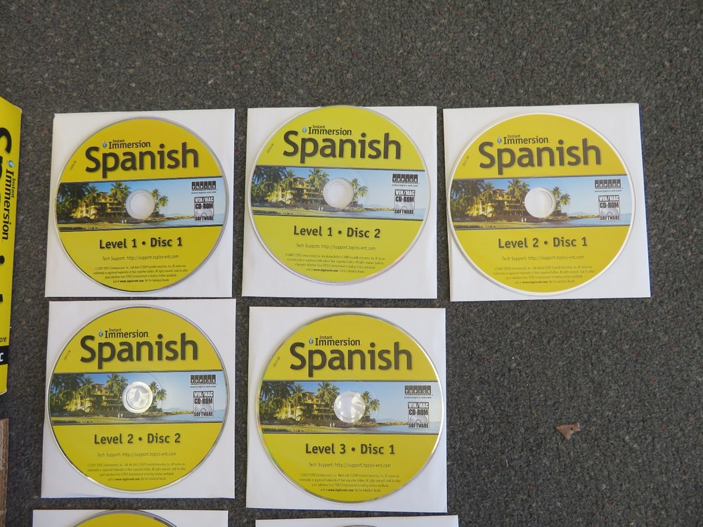 Instant Immersion Spanish Levels 1, 2, 3 Computer Software PC/MAC (9 Discs,2009)