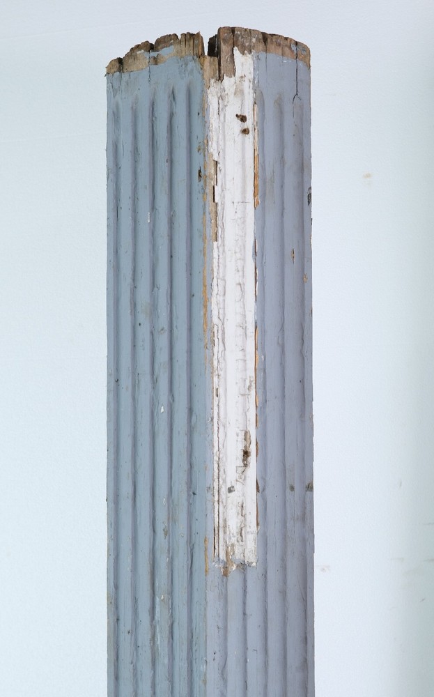 Pair of 7 ft Blue Fluted Square Pine Columns
