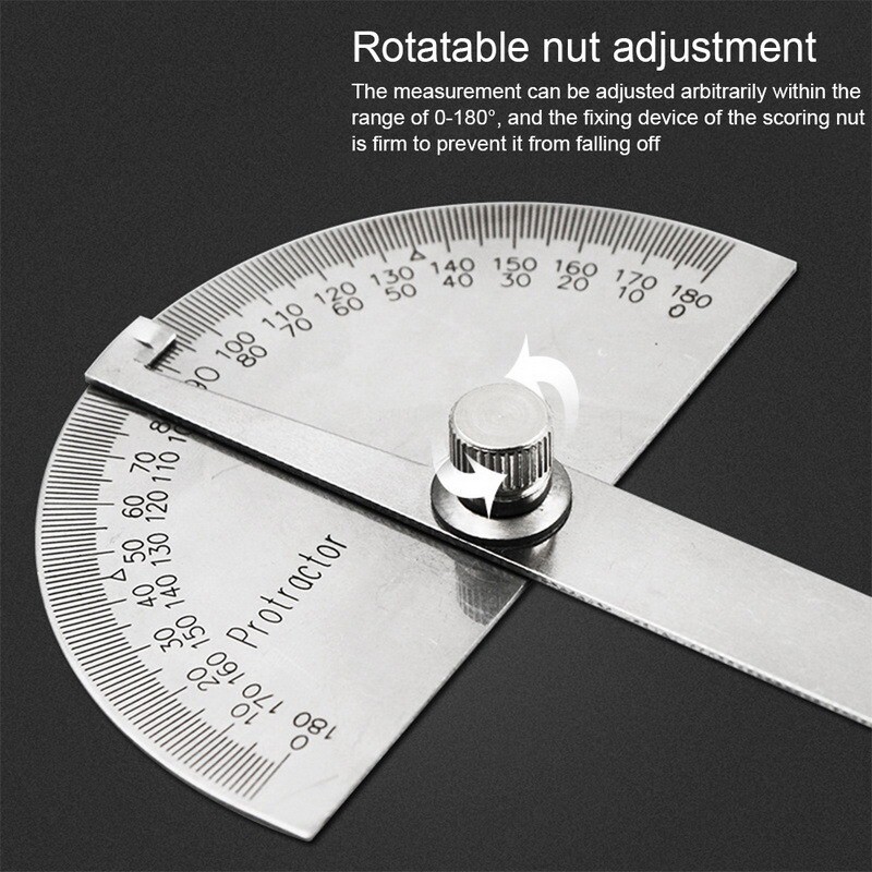 Stainless Steel Precise SAE Protractor 0-180° Woodwork Construction Angle Ruler