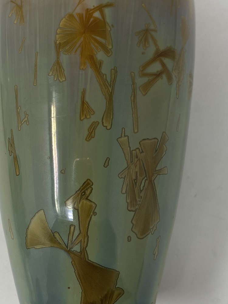 Ron Slack 2004 Pottery Signed Unique Glaze Process Greens Golds