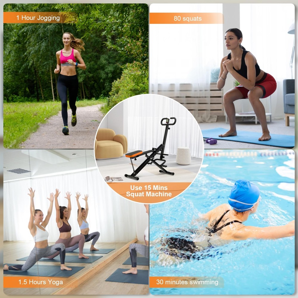 Squat Machine for Home, Squat Assist Trainer with Adjustable Resistance, Fold...