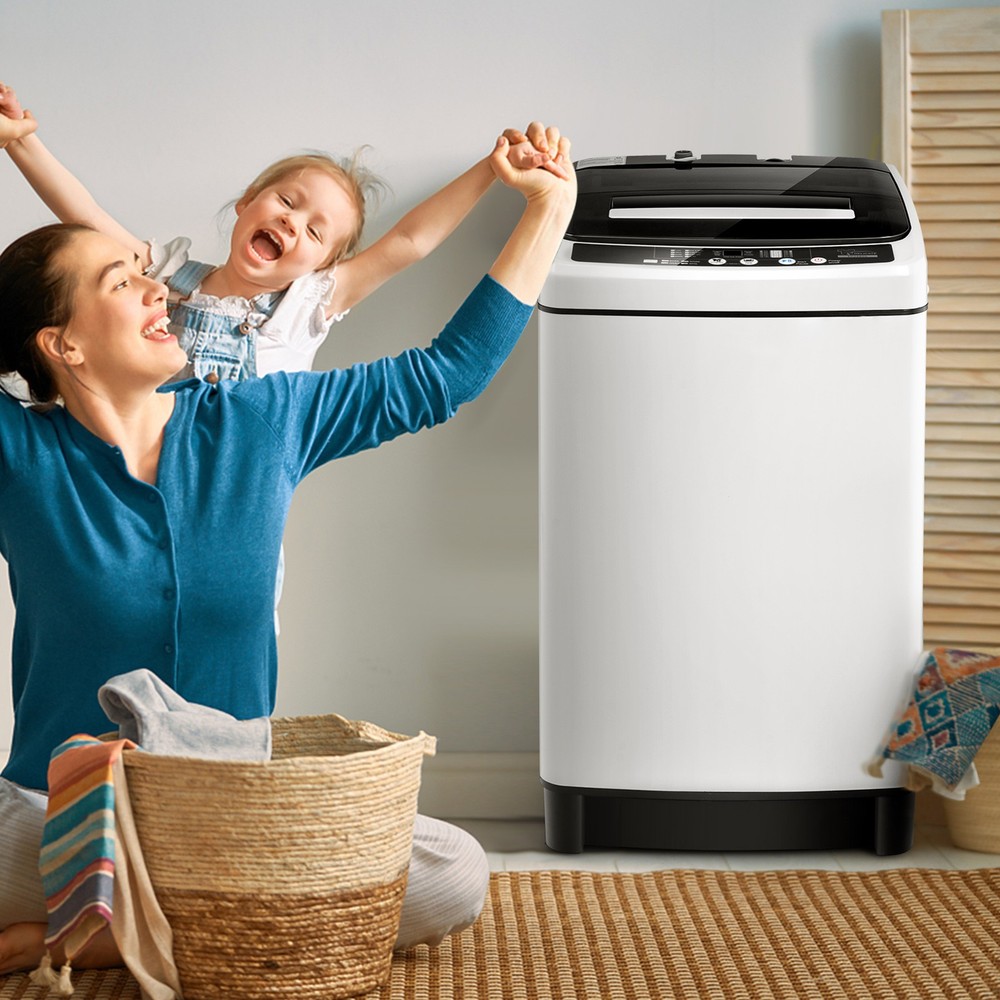 Compact Full-automatic Washing Machine Laundry Washer w/ 11 lbs Capacity White