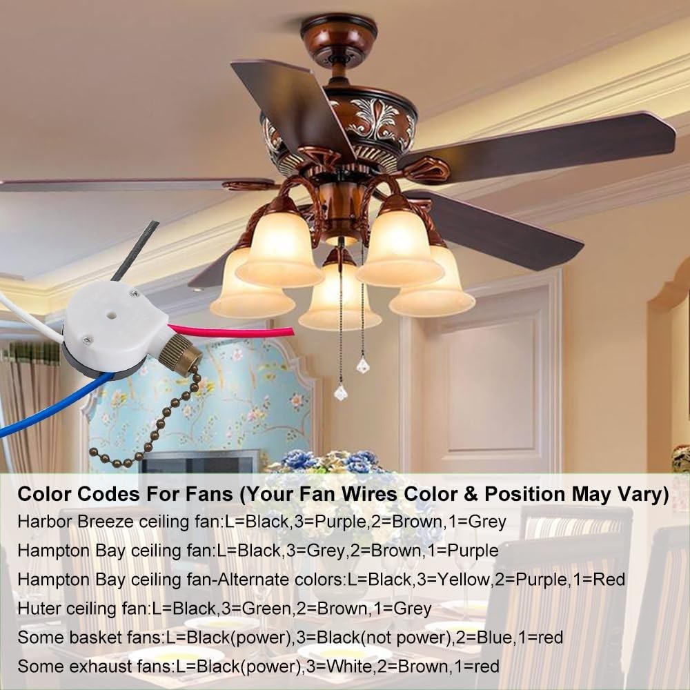 Ceiling Fan Switch Zing Ear ZE-208s E89885 3 Speed 4 Wire (Bronze)