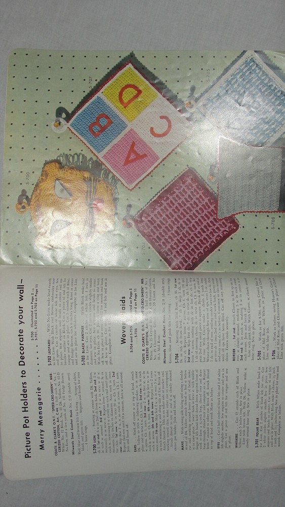COATS & CLARK CRAFT BOOK " #312 "POT HOLDERS"