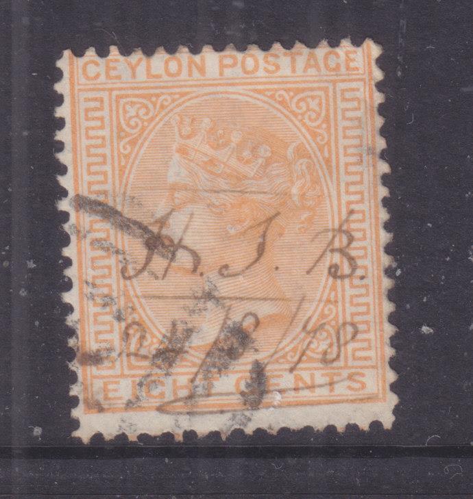 CEYLON, 1872 CC 8c. Orange Yellow, used.