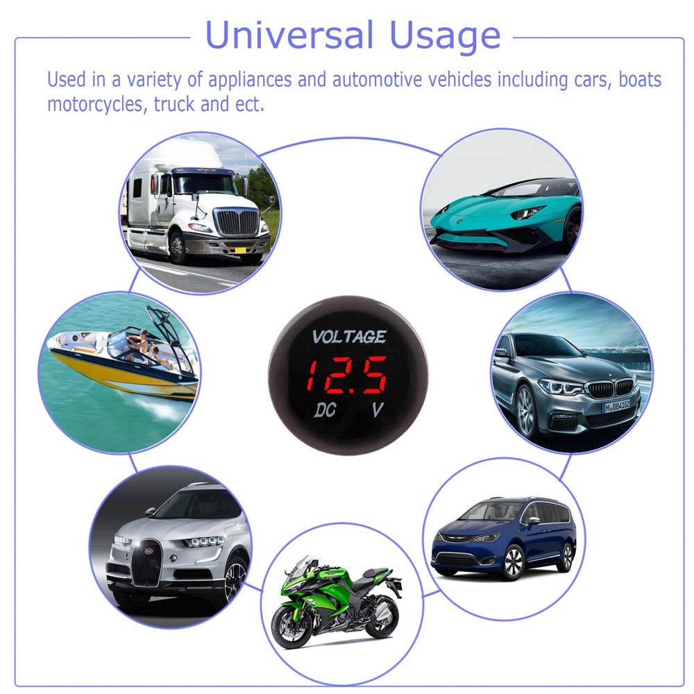 DC 12V-24V LED Panel Digital Voltage Volt Meter Display Voltmeter Motorcycle Car