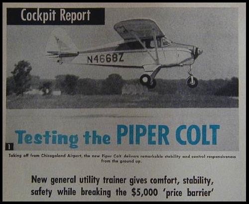 PIPER COLT utility trainer 1962 Cockpit Test Report