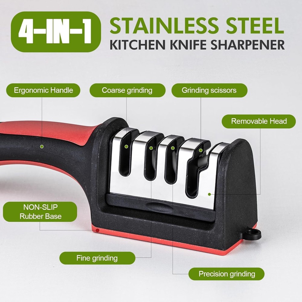 4 Stage Kitchen Knife Sharpener Professional Ceramic Diamond Steel Sharpening