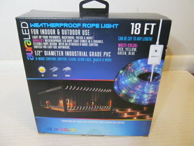 AuraLED Weatherproof Rope Light for Indoor & Outdoor Use, 18 Ft, Multicolor