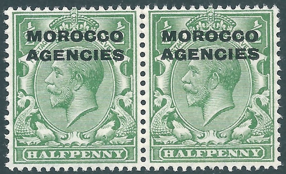 MOROCCO AGENCIES 1914 George V mint 1/2d pair SG42