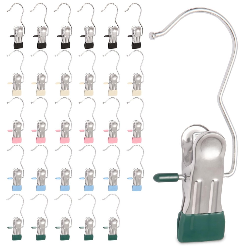 30 Pack Heavy Hanger Clips for Closet, Laundry Hooks Hanging Clips