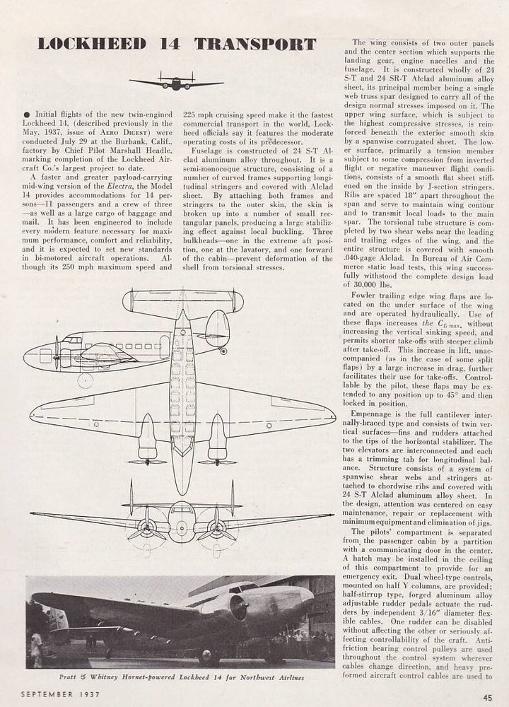 1937 Lockheed 14 Aircraft Report 2/19/2023l