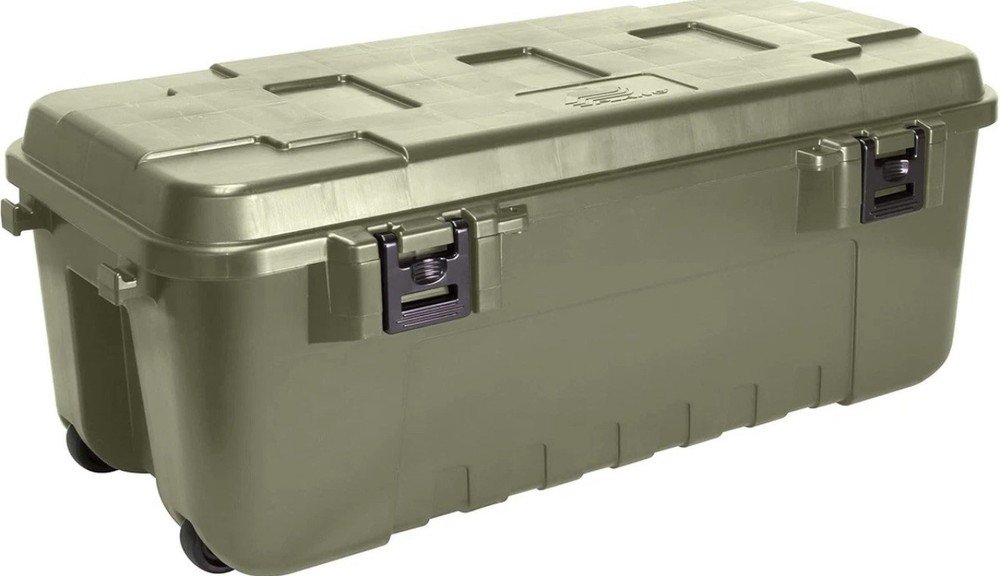 Plano Storage Trunk with Wheels, Green, 108-Quart, Lockable Large, OIive Drab