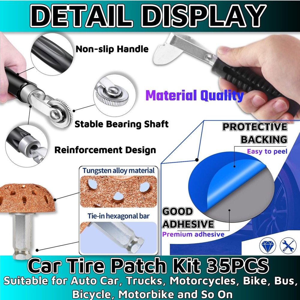 35PCS Flat Tire Repair Kit Car Patch