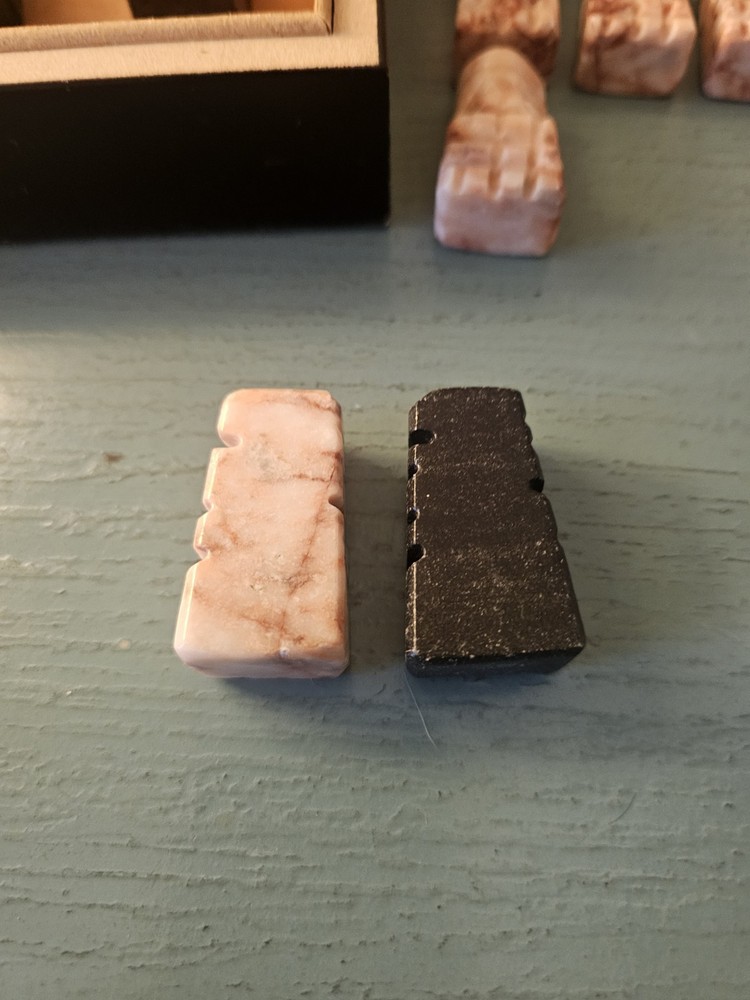 Vintage & Complete Marble & Onyx AztecStyle Chess Pieces In Original...