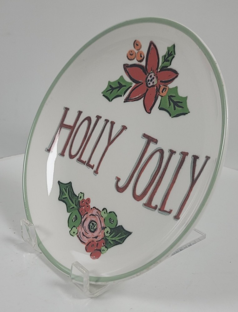 Little Studio Stoneware Plate ~ Holly Jolly ~ 8" Round