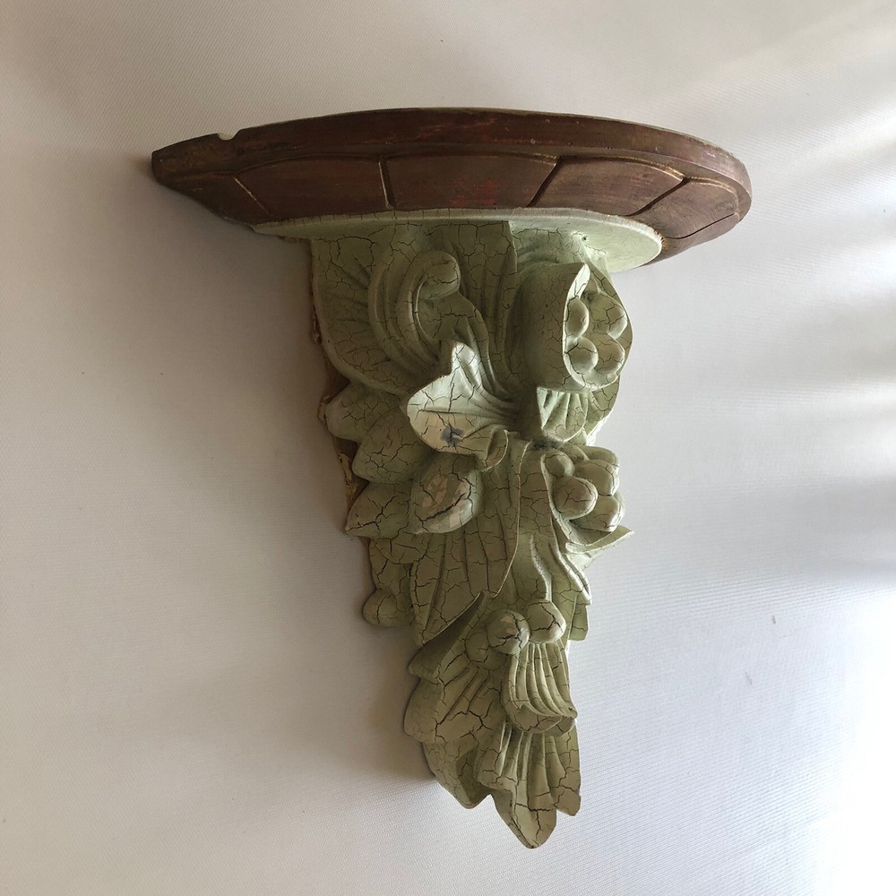 One Cast Resin Composite Neoclassical Leaf Crackled Style Wall Shelf Sconce