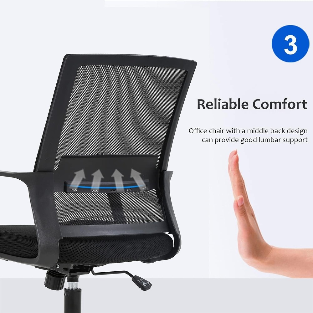 Executive Ergonomic Office Chair with Adjustable Height & Armrests - Black Mesh