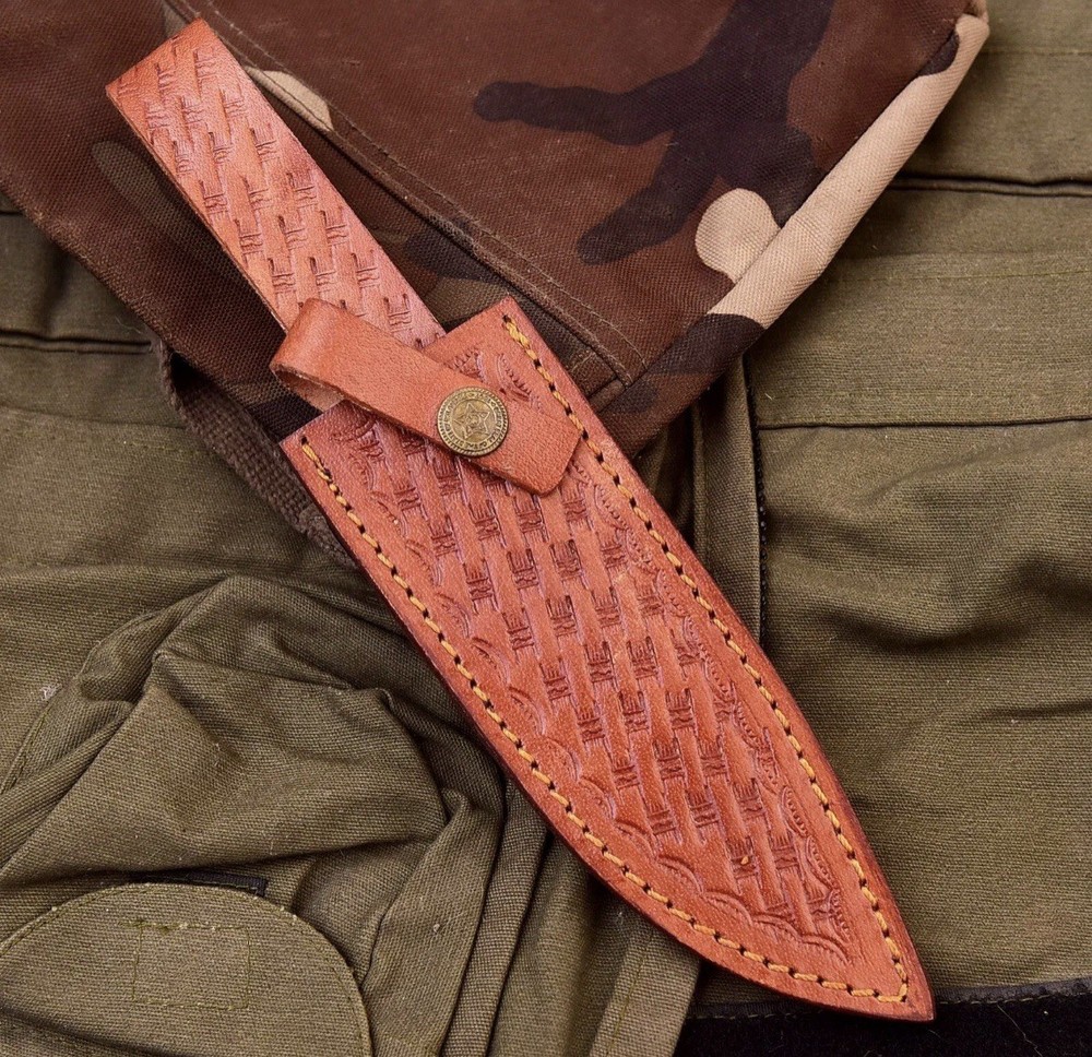 Custom Handmade Fixed blade knife Leather Sheath Belt Loop Carry Holster Case