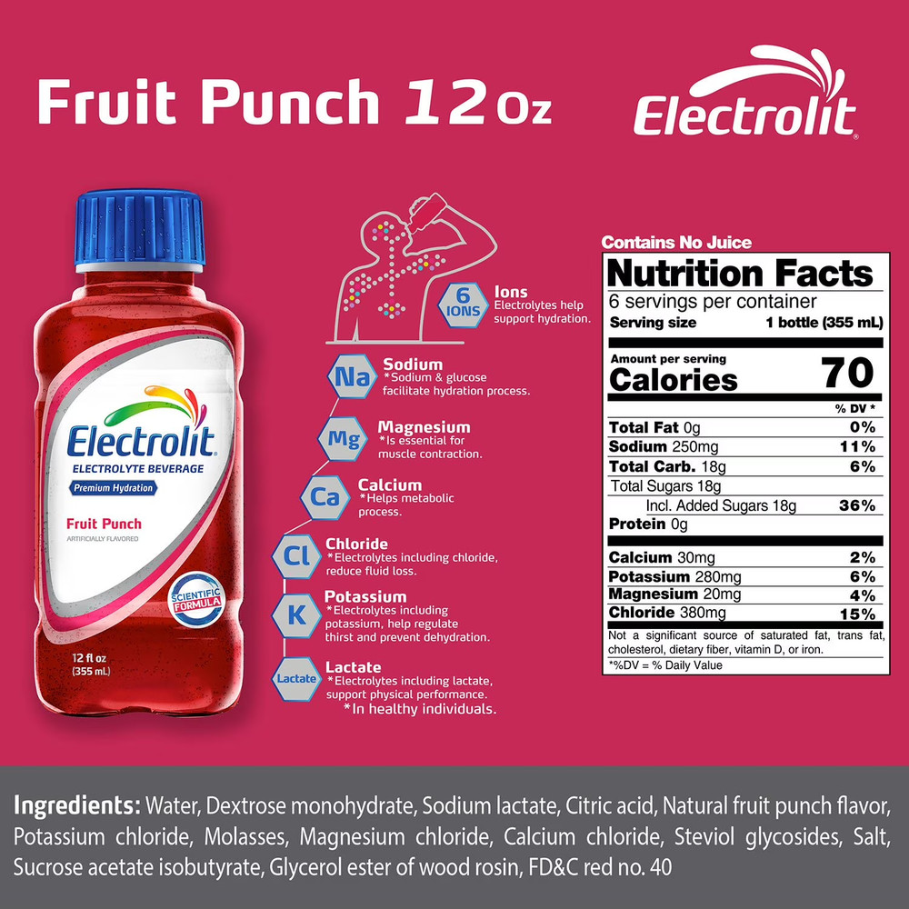 Electrolit Premium Hydration Variety Pack - 12 oz Bottles (15 Pack)