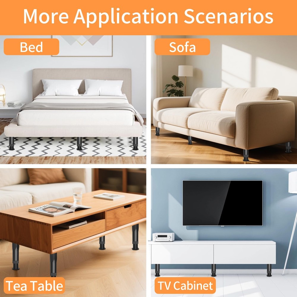 8PCS Adjustable Bed Support Legs Bed Frame Support Legs Adjustable Bed Legs f...